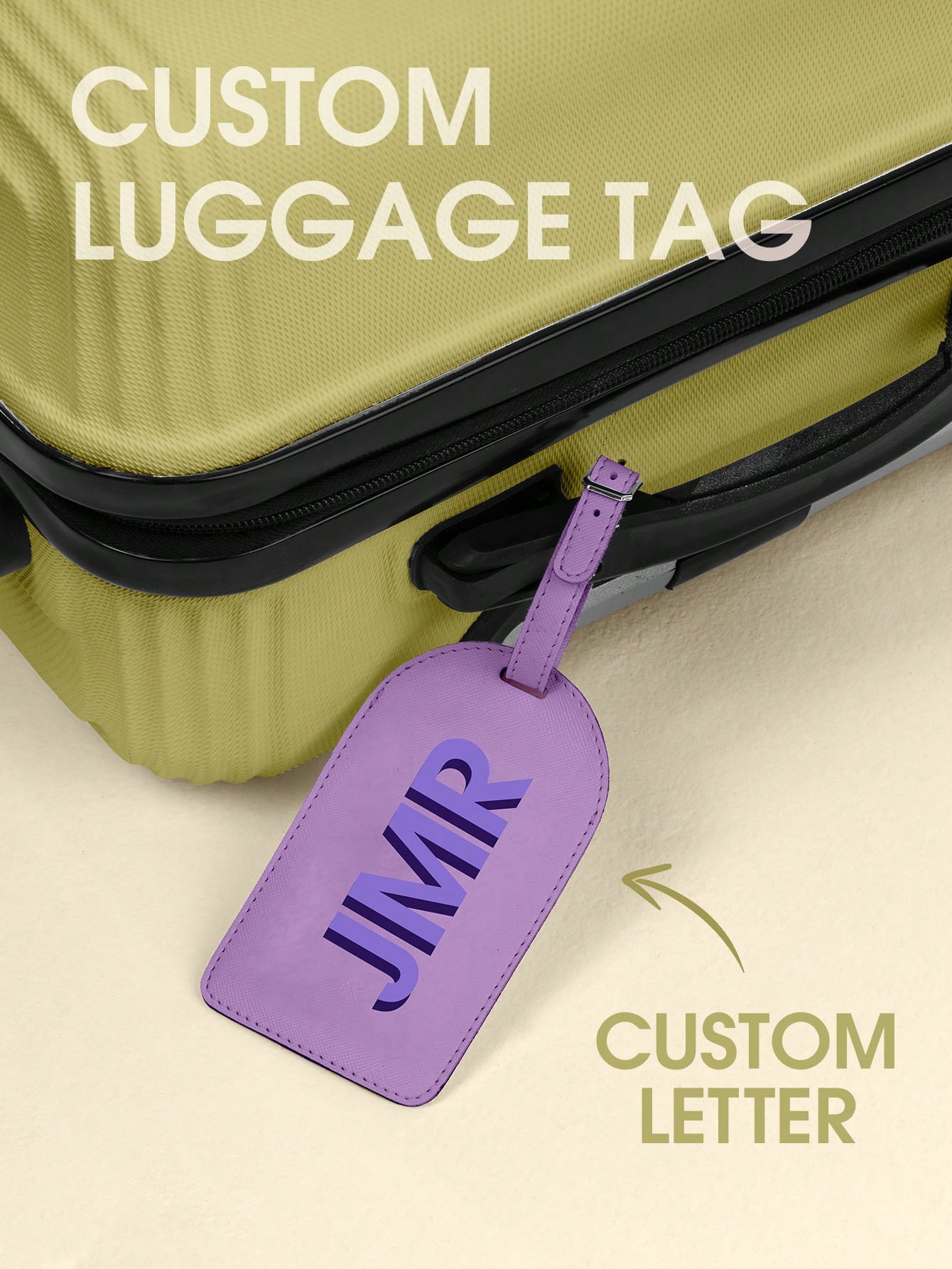 Travel Luggage Set - パーソナライズされたイニシャルラゲッジタグ カスタムレターPUレザー旅行バッグタグ UVプリントスーツケースIDラベル 旅行ギフト 女性男性向け