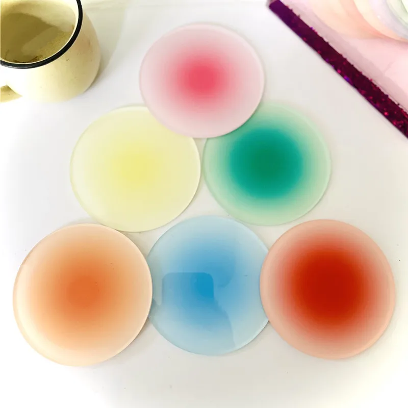 Marble Coaster Set - 滑り止めアクリルキャスターセット,3ピース,ラウンドマグ,防水,ダイニングテーブル用,コーヒーデコレーション,6個