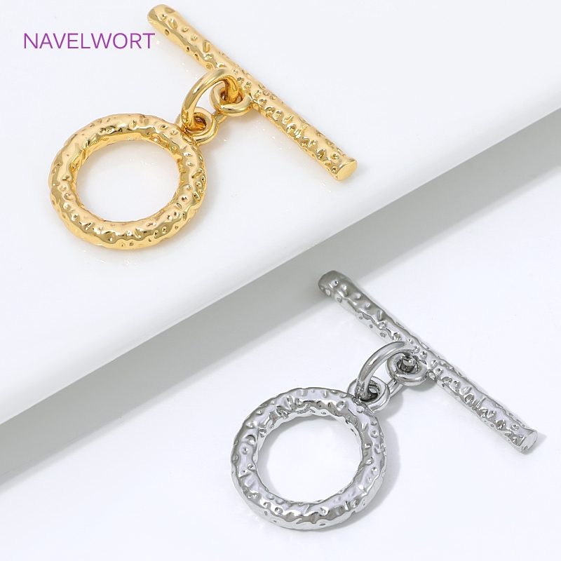 Gold Plated Jewelry - 真鍮製コネクタークラスプ、ジュエリー製作用、18Kゴールドメッキ、テクスチャードOTトグルクラスプ、ブレスレット用留め具、ジュエリーアクセサリー