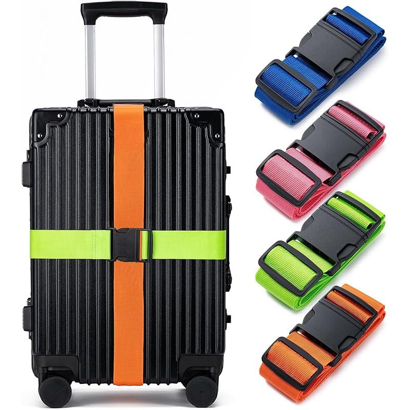 Travel Luggage Set - 4個入りラゲージストラップセット、荷物固定ストラップ、ラゲージストラップ、旅行バッグの固定と識別に便利で使用可能