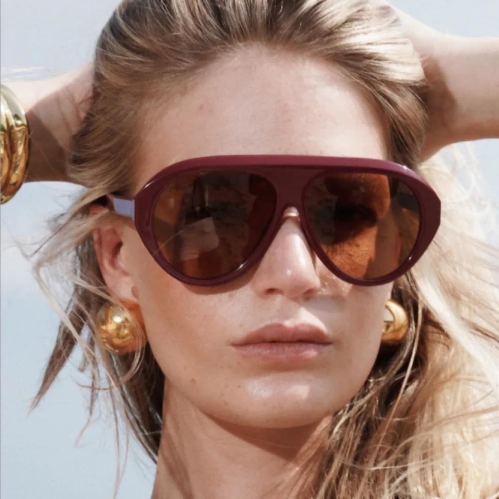 Designer Sunglasses - ヴィンテージ風、大きめのフレームのオーバル型サングラス。レディース、ブランドデザイナーズ、人気のデザイン。パンクスタイル、アウトドア、運転用。UV400カット。