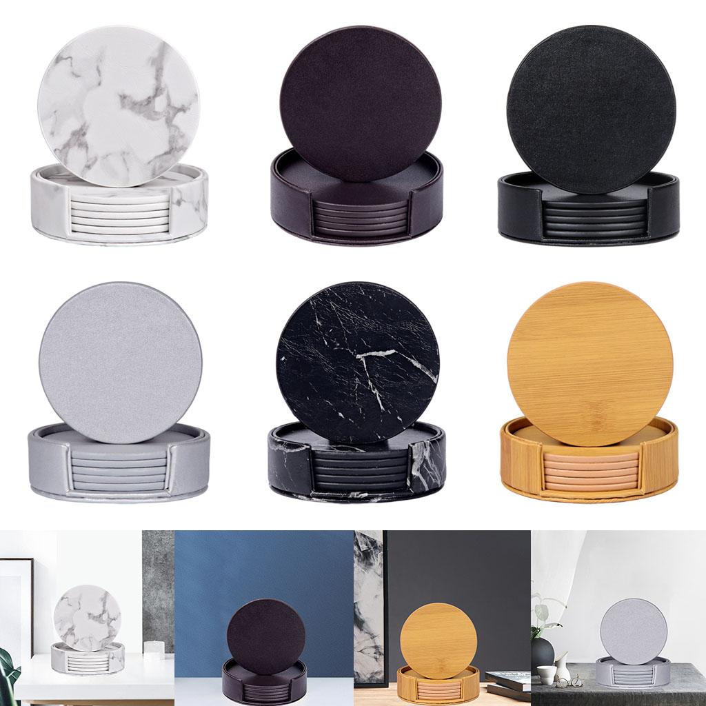 丸い大理石コースター（ホルダー付き、傷防止） - Marble Coaster Set のレビューと価格