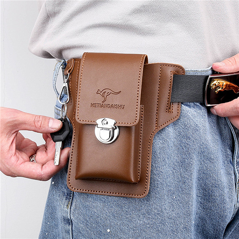 男性用携帯電話ベルトバッグ,携帯電話ホルダー,財布,高品質, - Leather Wallet Men のレビューと価格