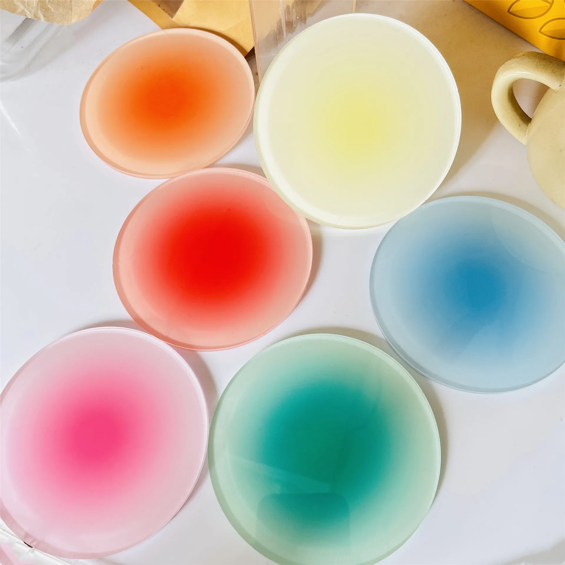 滑り止めアクリルキャスターセット,3ピース,ラウンドマグ,防 - Marble Coaster Set のレビューと価格