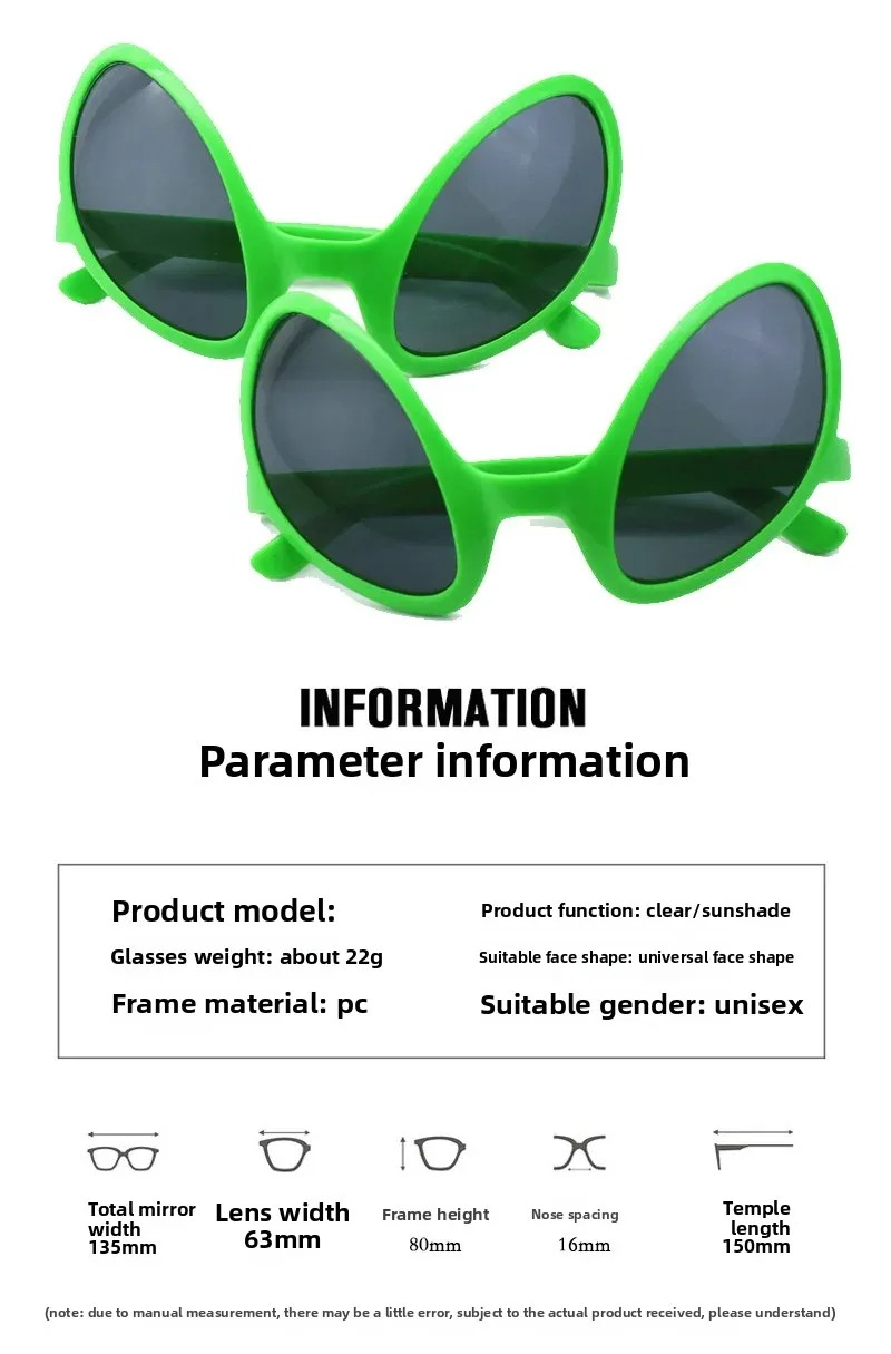 グリーンエイリアン火星人の風変わりなサングラス 2D 光学ガ - Sunglasses Uv400 のレビューと価格