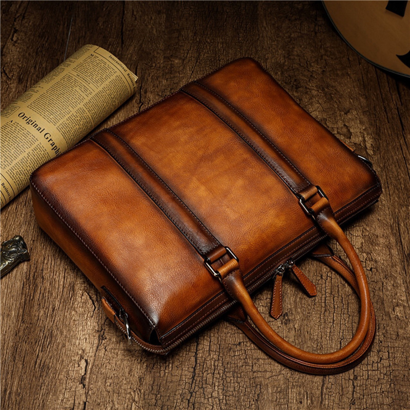YETTIES ビジネス トップグレインレザー ブリーフケー - Leather Briefcase のレビューと価格