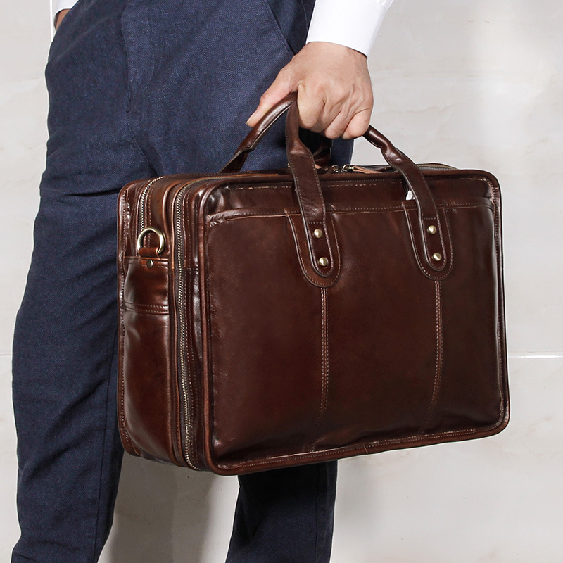 メンズ トップグレイン牛革製 ブリーフケース 15インチ対応 - Leather Briefcase のレビューと価格