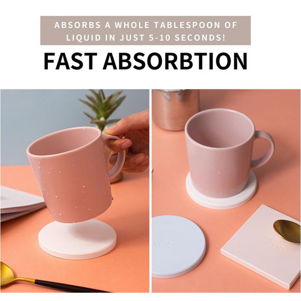 新しい速乾性珪藻土コースター滑り止め厚手カップマット防湿耐熱 - Marble Coaster Set のレビューと価格