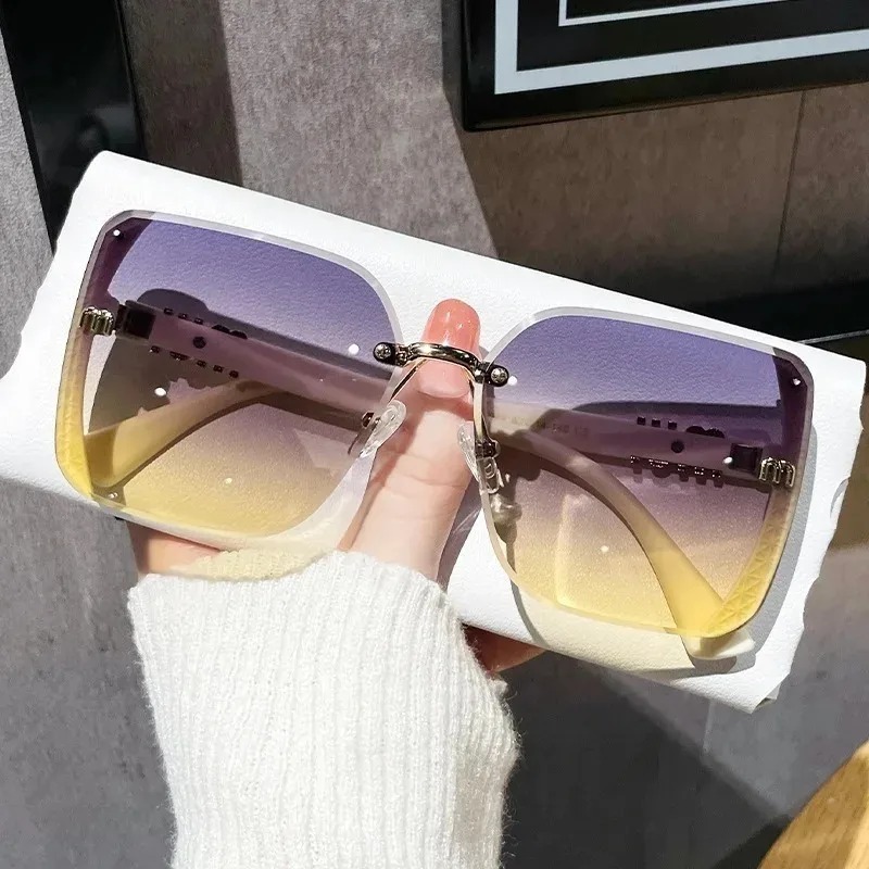 カットエッジサングラス女性用グラデーションティーハーフフレー - Designer Sunglasses のレビューと価格