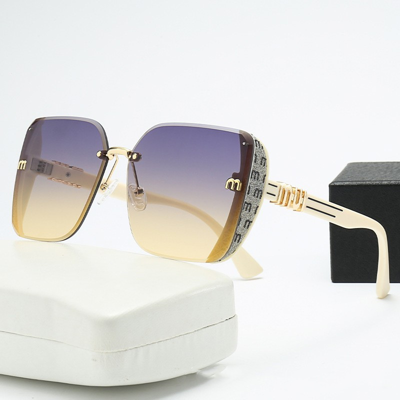 カットエッジサングラス女性用グラデーションティーハーフフレー - Designer Sunglasses のレビューと価格