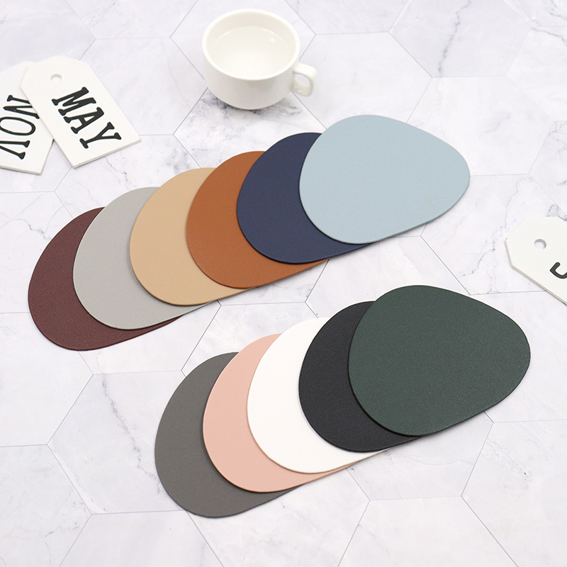 フェイクレザープレースマットとコースターセット、ラウンドレザ - Marble Coaster Set のレビューと価格
