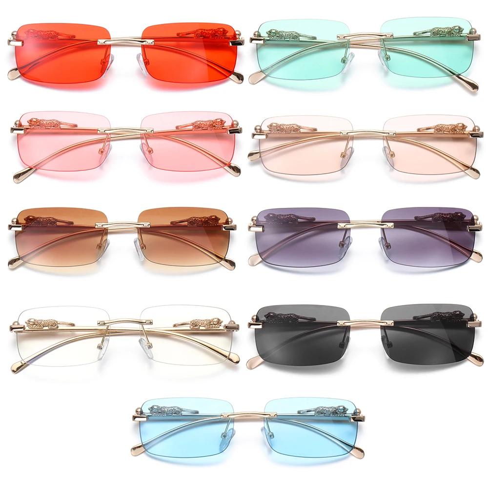 フレームレスの小さめスクエア型サングラス。レディース、メンズ - Sunglasses Uv400 のレビューと価格