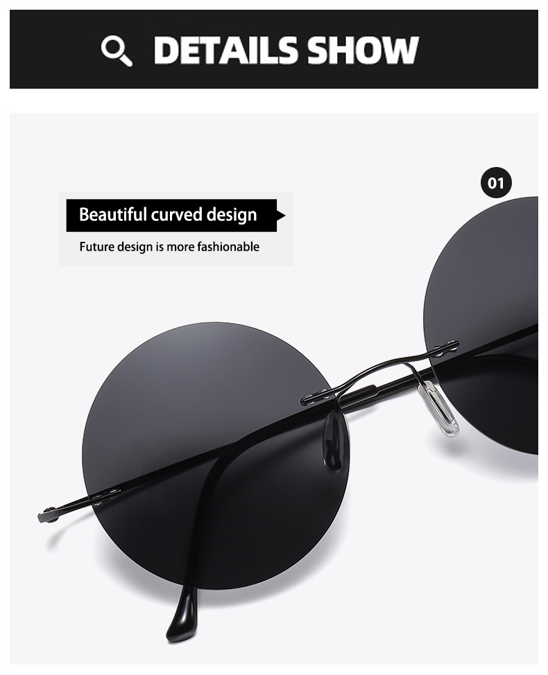 BOYSEEN 超軽量偏光円形フレームレスサングラス男性女性 - Sunglasses Uv400 のレビューと価格