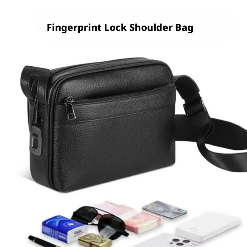 男性用指紋ロックバッグ、レザーショルダーバッグ、メンズ長財布 - Leather Wallet Men のレビューと価格