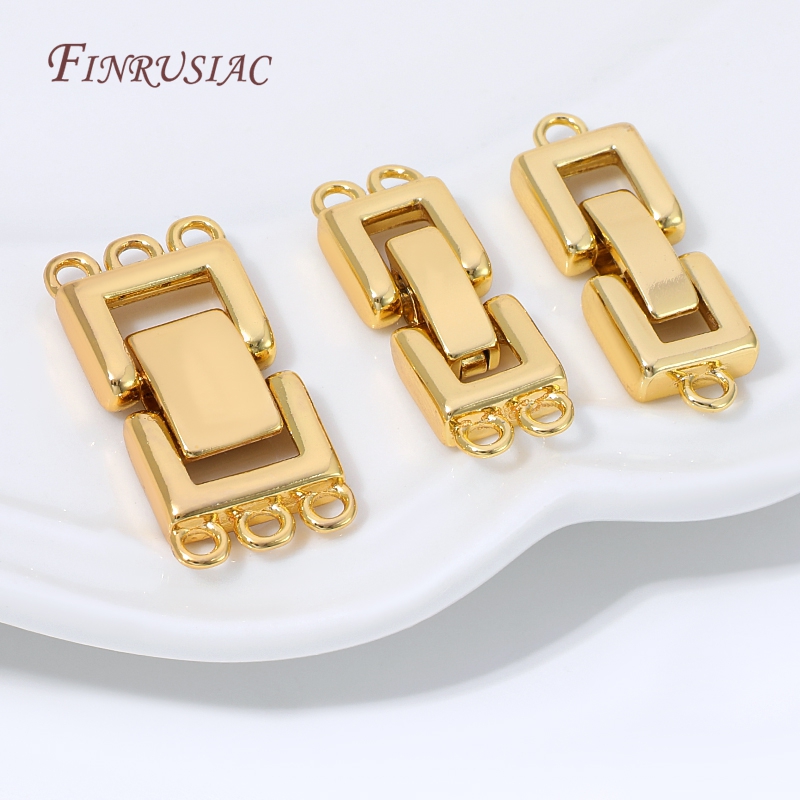 18K金メッキマルチストランドクラスプコネクター長方形レイヤ - Gold Plated Jewelry のレビューと価格
