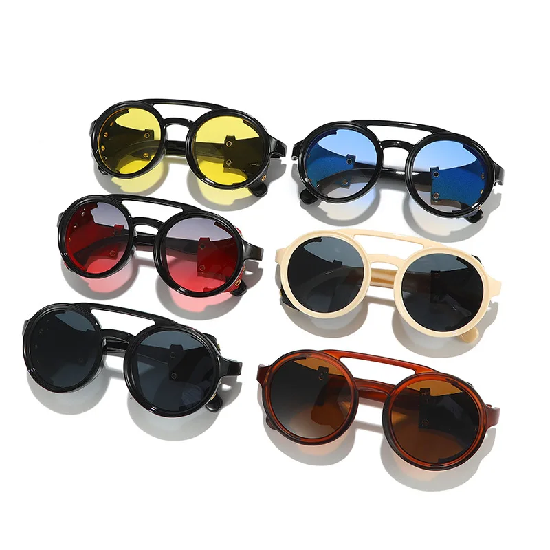 レトロなデザインの紫外線カットサングラス。男女兼用。レザー素 - Sunglasses Uv400 のレビューと価格