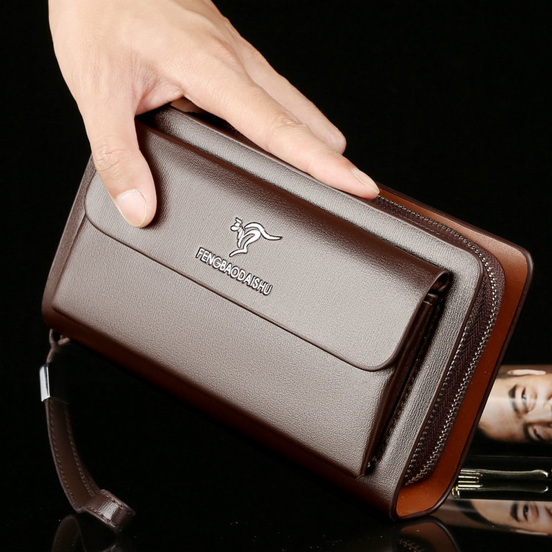 ファッションメンズ財布ブランド大型ジッパーリストレット電話マ - Leather Wallet Men のレビューと価格