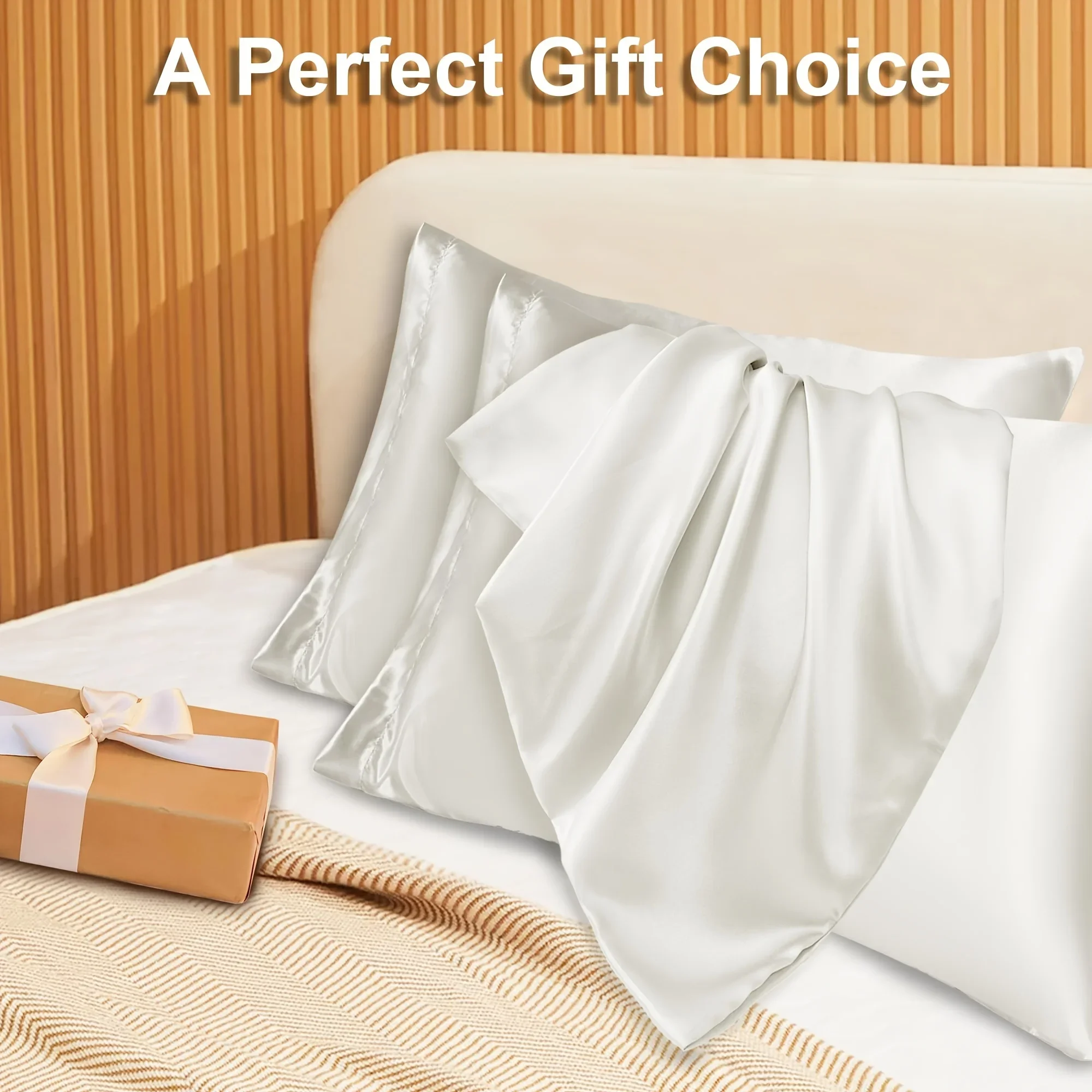 2 個の高級サテン封筒枕カバー無地、シルクのようなハイエンド - Silk Pillowcase のレビューと価格