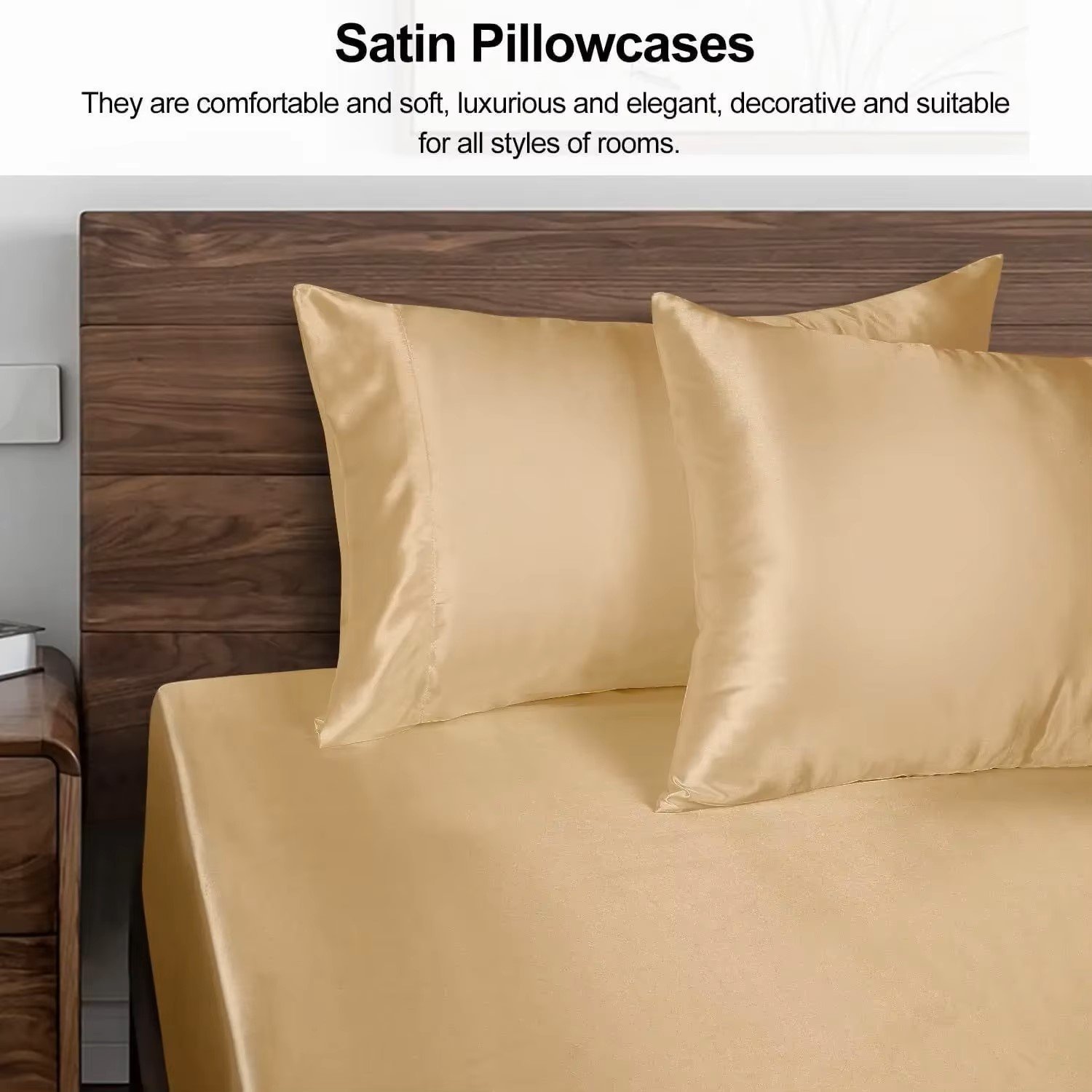 1枚入りサテン枕カバー、髪に優しいシルクのような肌触り、滑ら - Silk Pillowcase のレビューと価格