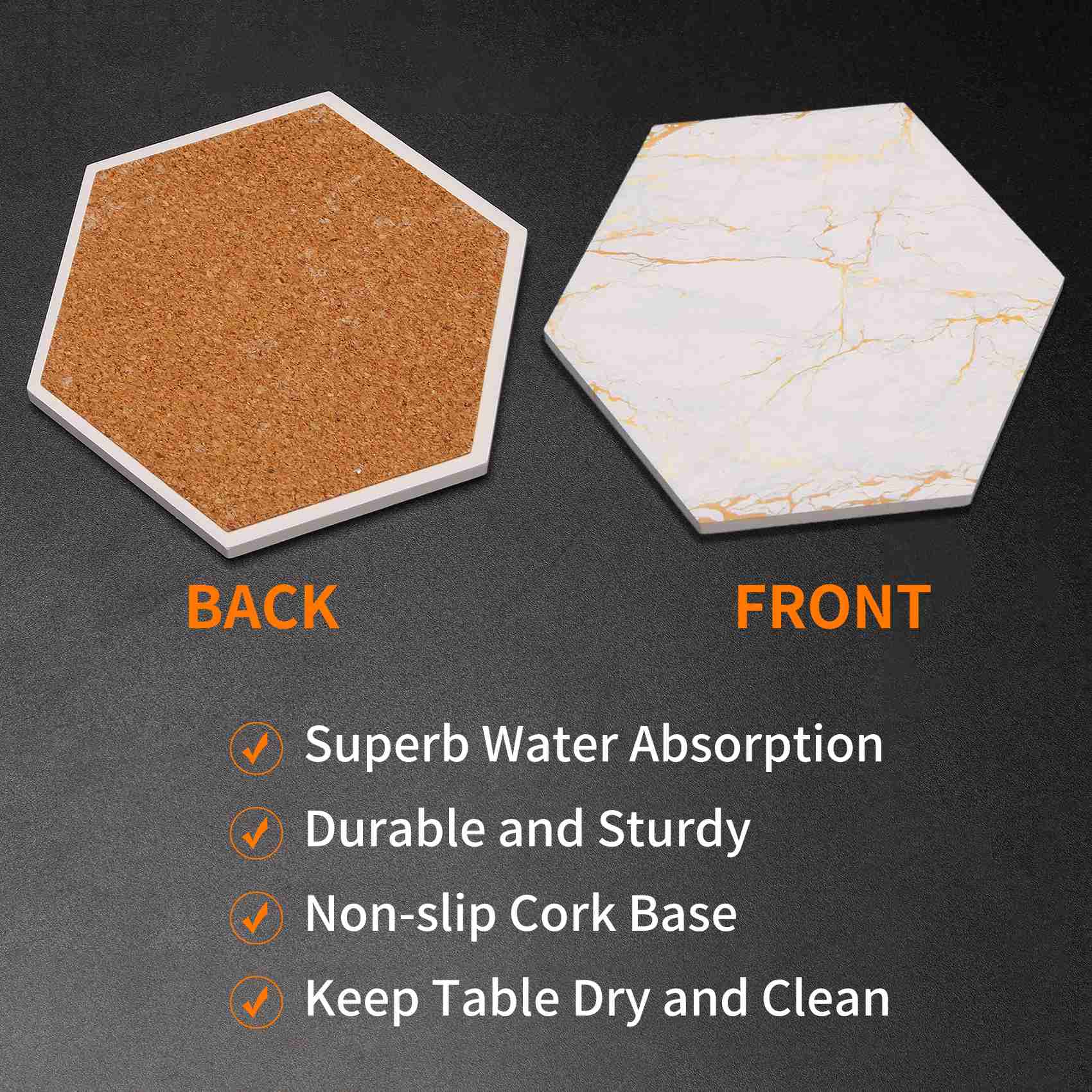 A69E8 PC製ドリンク用コースター、ホルダー付き、大理石 - Marble Coaster Set のレビューと価格