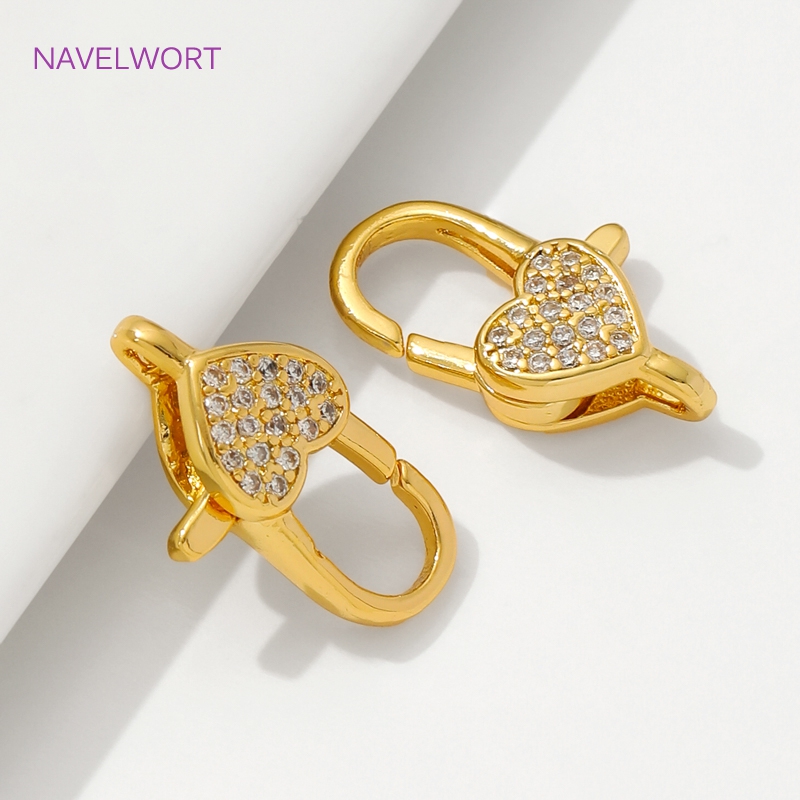 18K ゴールドメッキ象嵌ジルコンハートロブスタークラスプ、 - Gold Plated Jewelry のレビューと価格