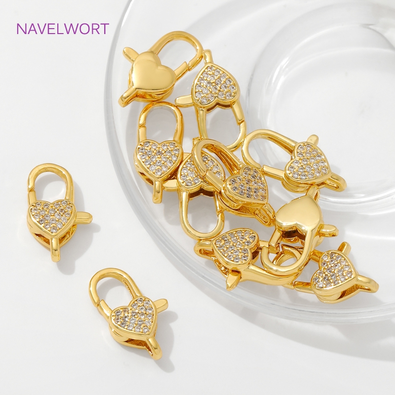 18K ゴールドメッキ象嵌ジルコンハートロブスタークラスプ、 - Gold Plated Jewelry のレビューと価格